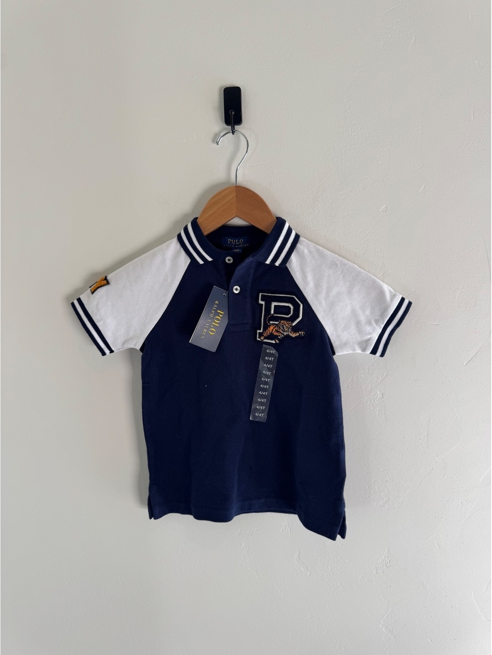 Polo Ralph Lauren Boys Navy & White Varsity Polo Shirt Size 4/4T NWT